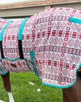 66 In - 84 In Hilason Horse Fly Sheet Uv Protect Mesh Bug Mosquito Summer White Aztec