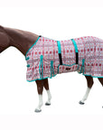 66 In - 84 In Hilason Horse Fly Sheet Uv Protect Mesh Bug Mosquito Summer White Aztec