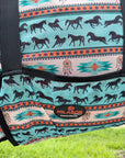 69 In - 84 In Hilason Horse Fly Sheet Uv Protect Mesh Bug Mosquito Summer White Turquoise
