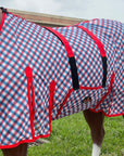 66 In - 84 In Hilason Horse Fly Sheet Uv Protect Mesh Bug Mosquito Summer Blue / Red Plaid