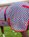 66 In - 84 In Hilason Horse Fly Sheet Uv Protect Mesh Bug Mosquito Summer Blue / Red Plaid