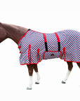 66 In - 84 In Hilason Horse Fly Sheet Uv Protect Mesh Bug Mosquito Summer Blue / Red Plaid