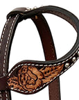 Bar H Equine Western Leather Horse Tack Set Floral Carved Beeded Inlay
