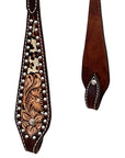 Bar H Equine Horse Genuine Leather Floral Carved Tack Set Brown