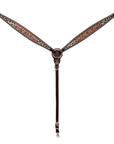 Bar H Equine Horse Genuine Leather Floral Carved Tack Set Brown