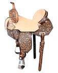 Flex Tree Western Horse Saddle In American Leather Barrel Trail Hilason