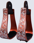 HILASON 3" Neck Western Aluminium Horse Stirrups Floral Engraved