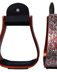 HILASON 3" Neck Western Aluminium Horse Stirrups Floral Engraved