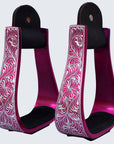 HILASON 3" Neck Western Aluminium Horse Stirrups Floral Engraved