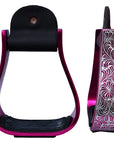 HILASON 3" Neck Western Aluminium Horse Stirrups Floral Engraved