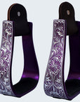HILASON 3" Neck Western Aluminium Horse Stirrups Floral Engraved