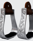 HILASON 3" Neck Western Aluminium Horse Stirrups Floral Engraved