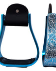 HILASON 3" Neck Western Aluminium Horse Stirrups Floral Engraved