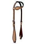 Bar H Equine Leather Horse Headstall Breast Collar & One Ear Headstall Tan