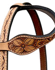 Bar H Equine Western Horse Genuine Leather Floral Carved Tack Set Tan