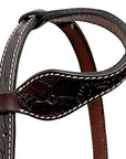 Bar H Equine Horse Genuine Leather Floral Carved Tack Set Dark Brown
