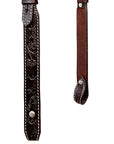 Bar H Equine Horse Genuine Leather Floral Carved Tack Set Dark Brown