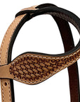 Bar H Equine Horse Genuine Leather Basket Weave Tooled Tack Set Brown
