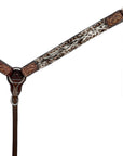 Bar H Equine Western Hair On Leather Headstall & Breast Collar Floral Brown