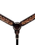 Bar H Equine Western Leather Headstall & Breast Collar Floral Dark Brown