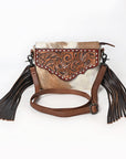 American Darling Adbg1050A Envelope Hand Tooled Hair-On Genuine Leather Women Bag Western Handbag Purse