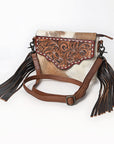 American Darling Adbg1050A Envelope Hand Tooled Hair-On Genuine Leather Women Bag Western Handbag Purse