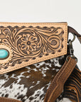 American Darling Adbg1484 Envelope Hand Tooled Hair-On Genuine Leather Women Bag Western Handbag Purse