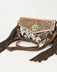 American Darling Adbg1484 Envelope Hand Tooled Hair-On Genuine Leather Women Bag Western Handbag Purse