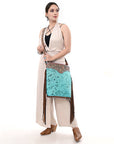 American Darling Adbg1493 Cross Body I Hand Tooled Hair-On Genuine Leather Women Bag Western Handbag Purse