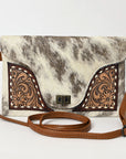American Darling Adbg1497 Envelope Hand Tooled Hair-On Genuine Leather Women Bag Western Handbag Purse