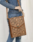 American Darling Adbg1505 Envelope Hand Tooled Genuine Leather Women Bag Western Handbag Purse