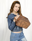 American Darling Adbg1509A Toiletry Hand Tooled Genuine Leather Women Bag Western Handbag Purse