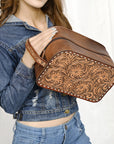 American Darling Adbg1509A Toiletry Hand Tooled Genuine Leather Women Bag Western Handbag Purse