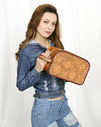 American Darling Adbg1509A Toiletry Hand Tooled Genuine Leather Women Bag Western Handbag Purse