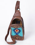 American Darling Sling Hand Tooled Upcycled Wool Genuine Leather Women Bag Western Handbag Purse