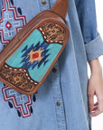 American Darling Sling Hand Tooled Upcycled Wool Genuine Leather Women Bag Western Handbag Purse