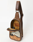 American Darling Sling Hand Tooled Upcycled Wool Genuine Leather Women Bag Western Handbag Purse