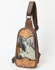 American Darling Sling Hand Tooled Upcycled Wool Genuine Leather Women Bag Western Handbag Purse