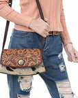 American Darling Adbga569 Cross Body I Hand Tooled Hair-On Genuine Leather Women Bag Western Handbag Purse