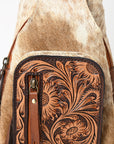 American Darling Sling Hand Tooled Hair On Genuine Leather Women Bag Western Handbag Purse