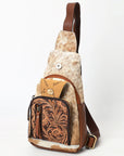 American Darling Sling Hand Tooled Hair On Genuine Leather Women Bag Western Handbag Purse