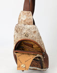 American Darling Sling Hand Tooled Hair On Genuine Leather Women Bag Western Handbag Purse