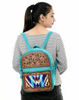 American Darling Adbga581 Backpack Hand Tooled Upcycled Wool Genuine Leather Women Bag Western Handbag Purse