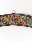 COMFYTACK Leather Horse Tripping Breast Collar Brown Floral Turquoise Inlay