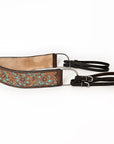 COMFYTACK Leather Horse Tripping Breast Collar Brown Floral Turquoise Inlay