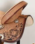 Flex Tree Western Horse Saddle In American Leather Barrel Trail Hilason