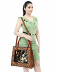 American Darling Adbga584 Tote Hand Tooled Hair-On Genuine Leather Women Bag Western Handbag Purse