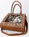 American Darling Adbga584 Tote Hand Tooled Hair-On Genuine Leather Women Bag Western Handbag Purse