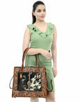 American Darling Adbga584 Tote Hand Tooled Hair-On Genuine Leather Women Bag Western Handbag Purse
