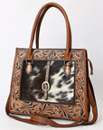 American Darling Adbga584 Tote Hand Tooled Hair-On Genuine Leather Women Bag Western Handbag Purse